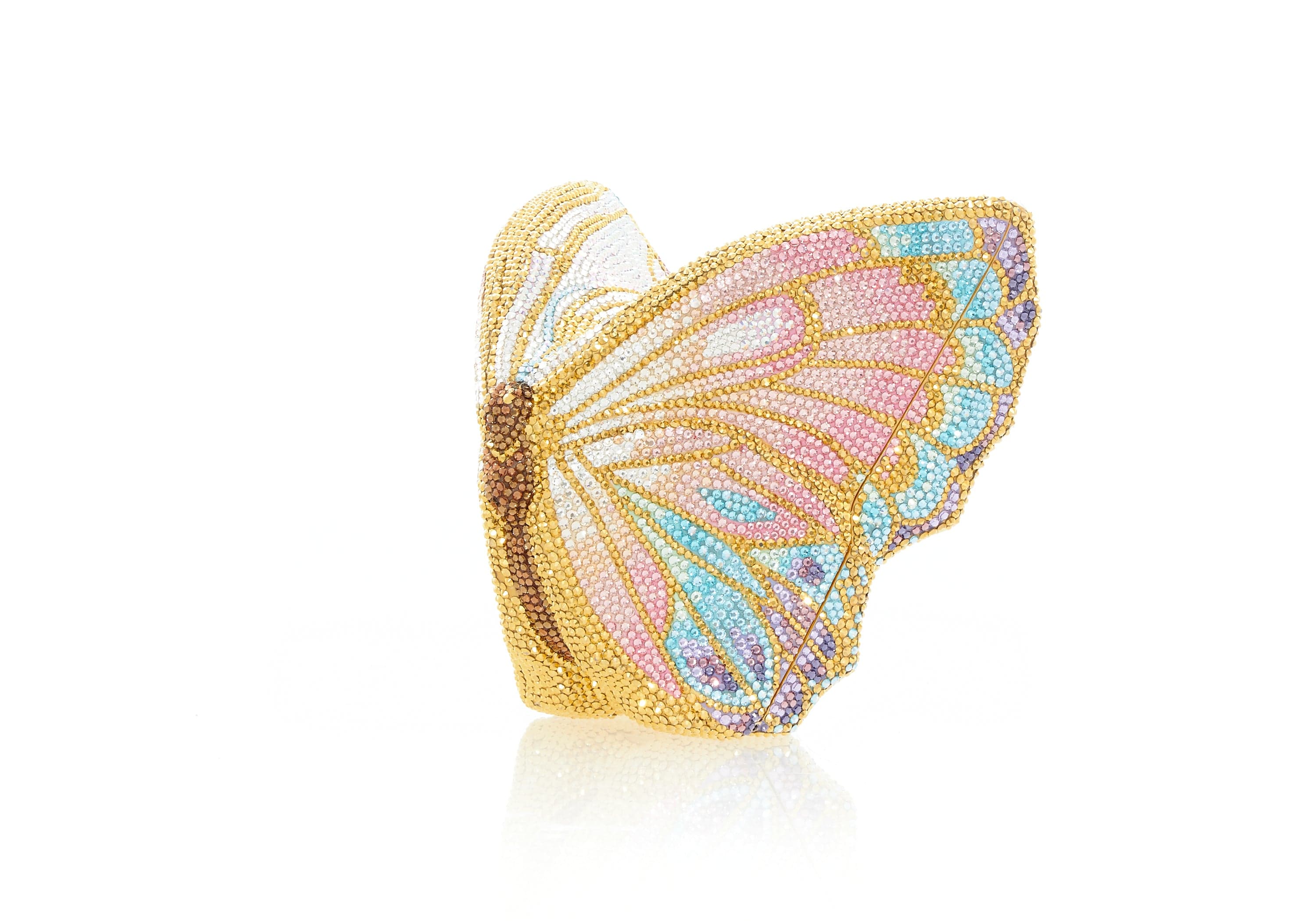 JUDITH LEIBER Crystal Mila New Butterfly Minaudiere Clutch Multicolor  144160 | FASHIONPHILE